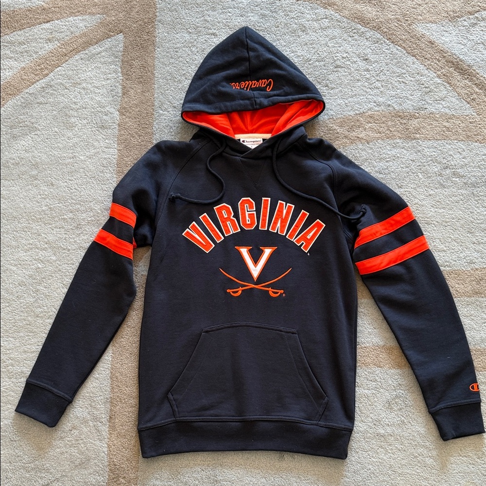 Men’s Champion University of Virginia Hoodie - Navy and Orange Size S
